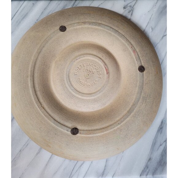 Mid Century Pottery Craft Stoneware Large Round Ashtray USA 10" Maxwell Brown - Picture 7 of 8